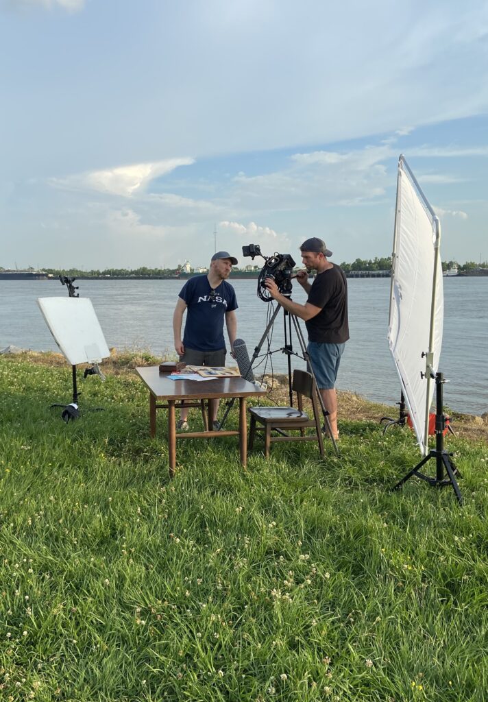 Virgile Beddok and Geoff Marschall setting up the shot in New Orleans.